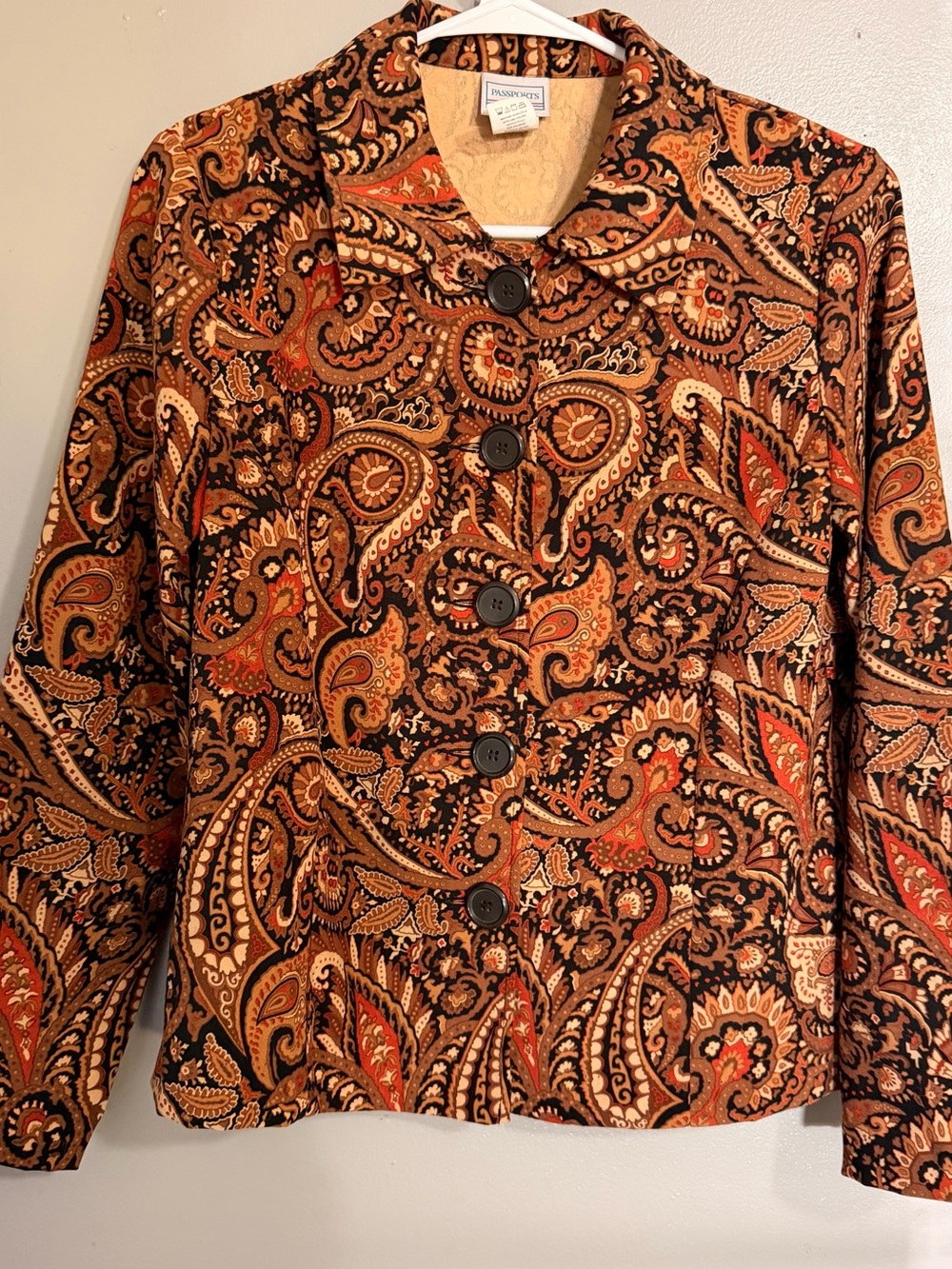 Passport Brown and Rust Paisley Button-Front Blazer